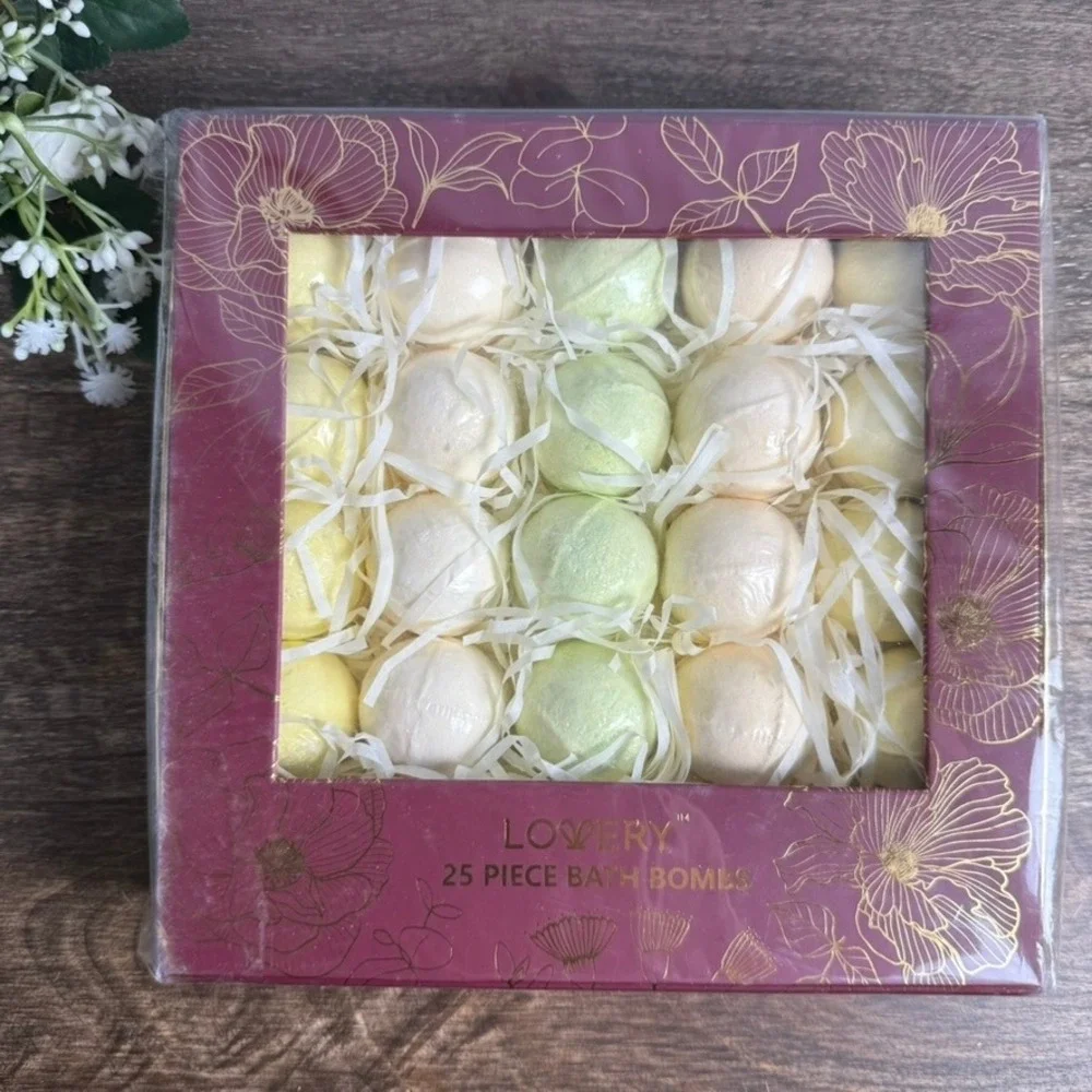 Lovery 25 Piece Bath Bomb Gift Set Rose Lavender Jasmine Eucalyptus New Sealed